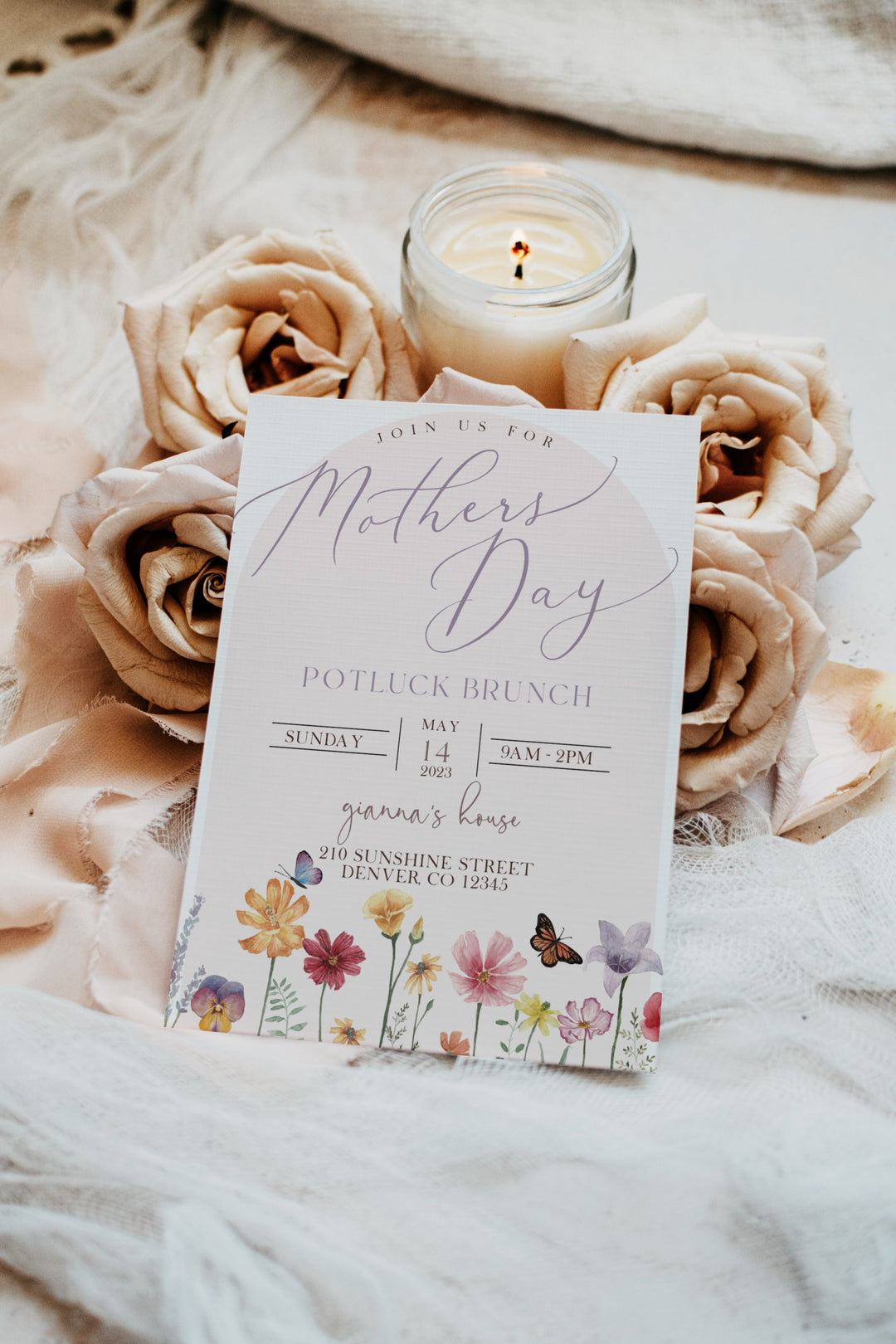 Mothers Day Brunch Invitation - Mothers Day Potluck Invitation - Mothers Day Floral Invitation - Editable Mothers Day Invitation - Digital