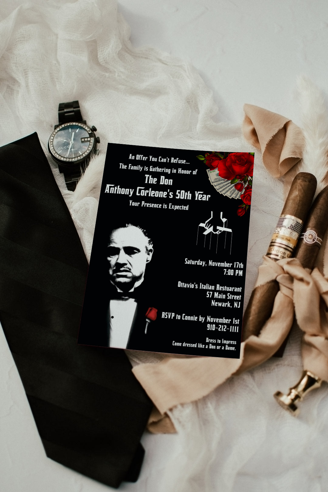 The Godfather Birthday Invitation - Mafia Birthday Invitation - Mob Birthday Invite - Godfather Invitation - Gangster Birthday Invitation