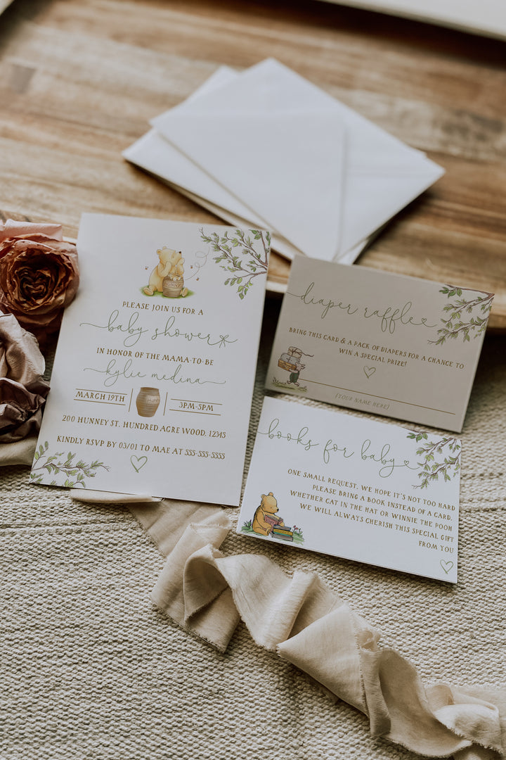 Winnie the Pooh Baby Shower Invitation - Winnie the Pooh Suite - Classic Winnie the Pooh Theme - Vintage Winnie the Pooh Baby Shower Invite