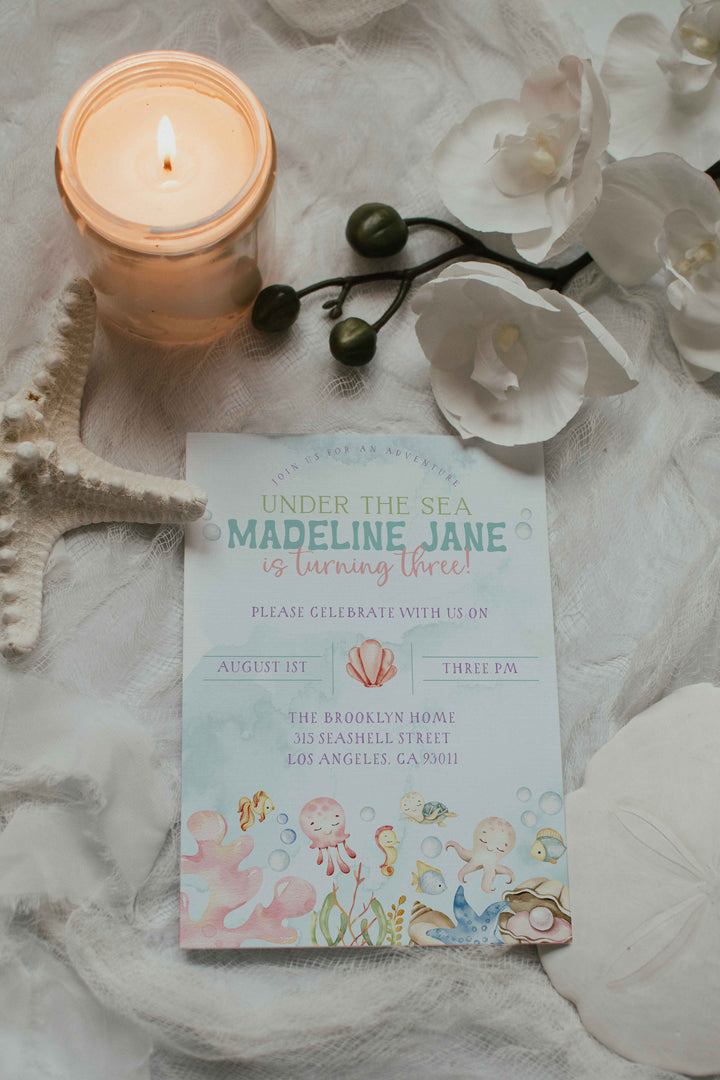 Ocean Birthday Invitation - Under The Sea Birthday Invitation - Mermaid Birthday Invitation - Sea Creatures Birthday Invitation - Kids Ocean Birthday Invitation