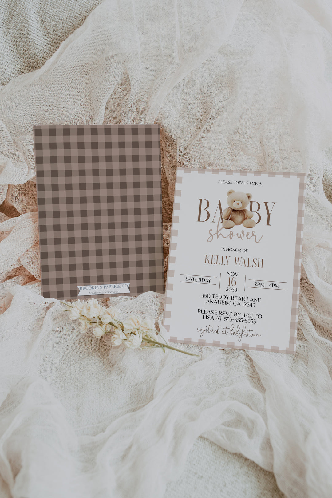 Teddy Bear Baby Shower Invitation - Ralph Lauren Inspired Baby Shower Invitation - Neutral Bear Baby Shower Invitation - Luxury Teddy Bear