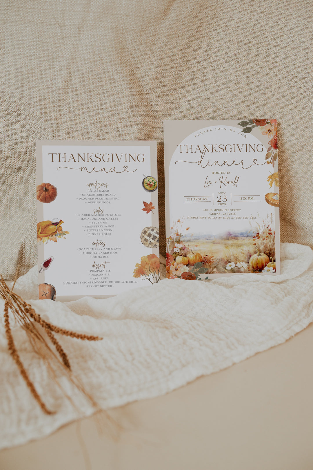 Thanksgiving Invitation & Menu - Thanksgiving Dinner Invite - Fall Dinner Invitation - Thanksgiving Menu Invitation - Thanksgiving Menu 5x7 Invitation Menu