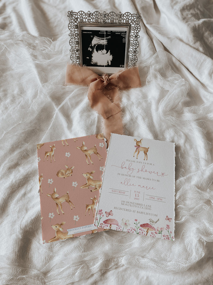 Oh Deer Baby Shower Invitation - Deer Baby Shower Bundle - Woodland Baby Shower Invite - Floral Deer Woodland Baby Shower Invitation Bundle