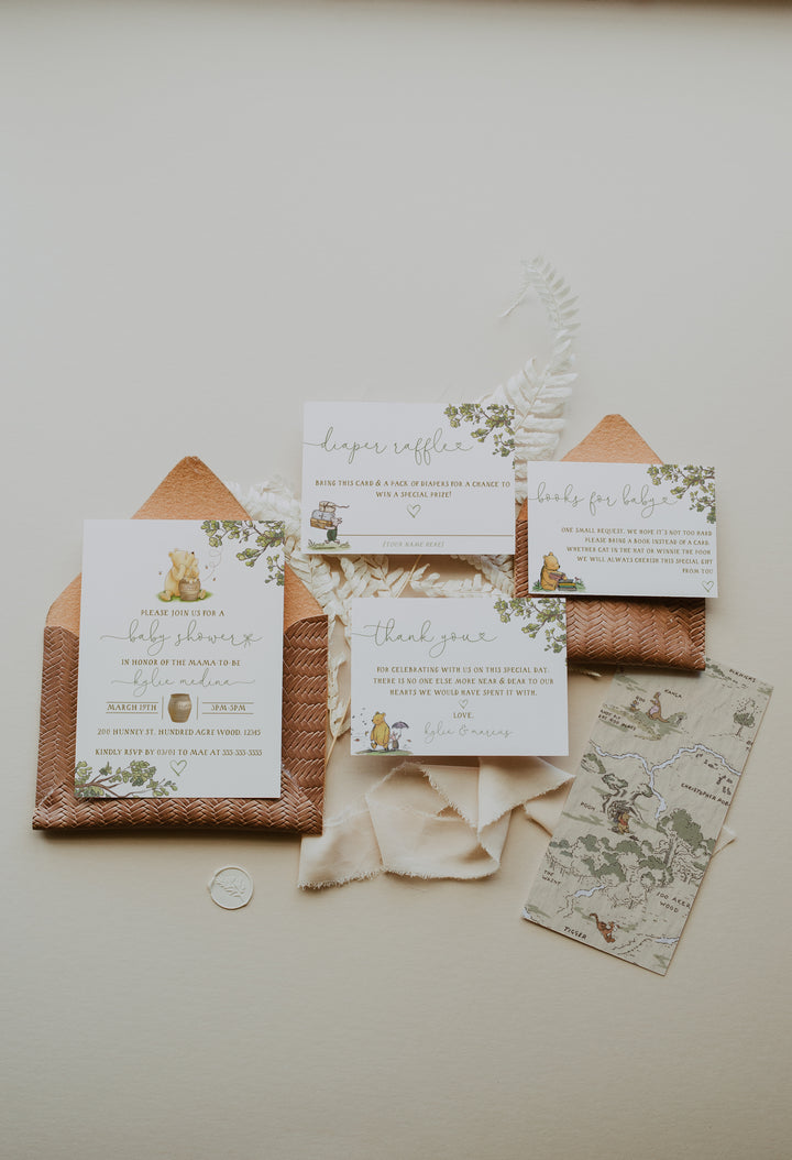 Winnie the Pooh Baby Shower Invitation - Winnie the Pooh Suite - Classic Winnie the Pooh Theme - Vintage Winnie the Pooh Baby Shower Invite