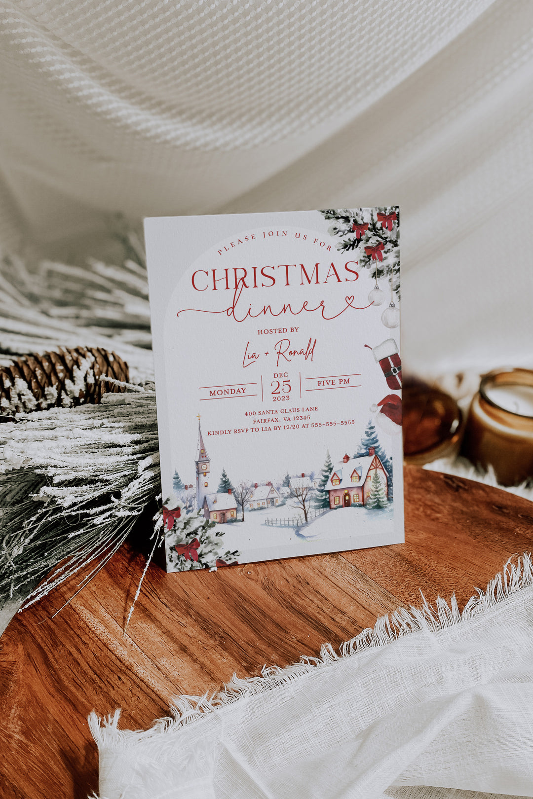 Christmas Dinner Invitation - Christmas Dinner Evite - Christmas Party Invite - Instant Christmas Invitation - Xmas Dinner Invitation Textable - Paperless Post Christmas Invitation