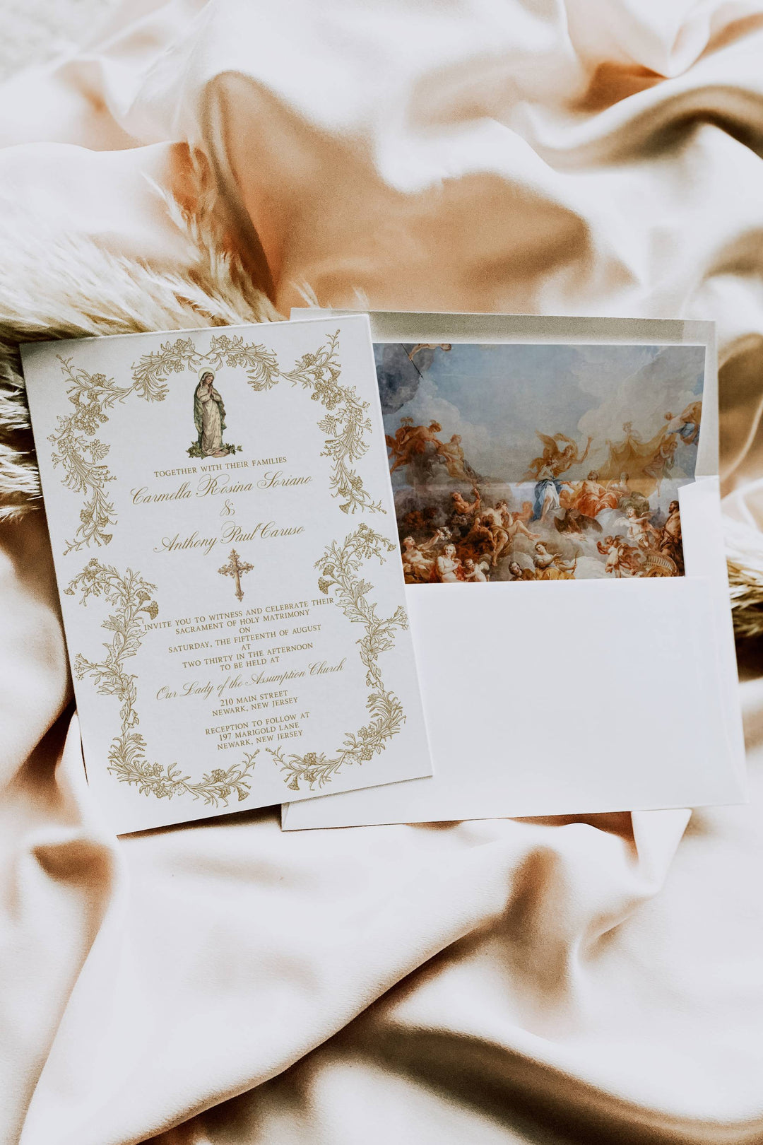 Catholic Wedding Invitation - Virgin Mary Invitation - Baroque Catholic Invitation - Classic Catholic Invitation - Wedding Mass Invitation