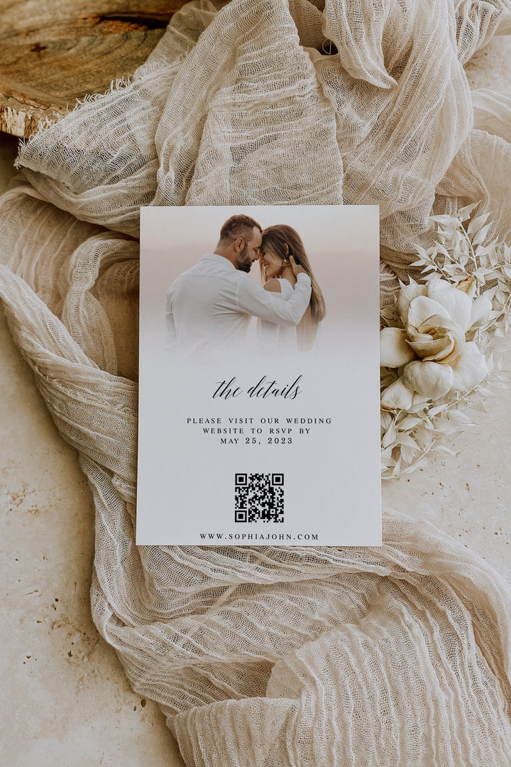 Wedding Invitation with QR code - Minimal Wedding Invite - Modern Wedding Invite - Simple Wedding Invite - Minimalist Wedding Invitation