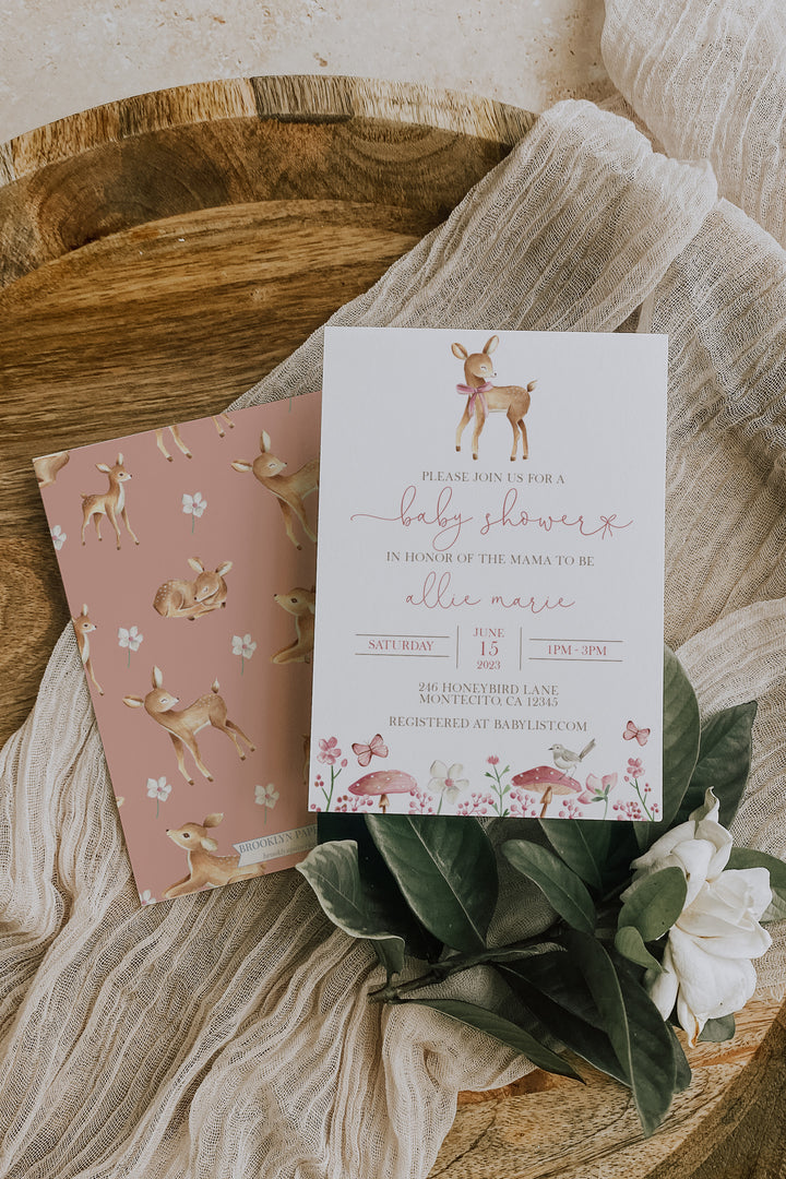 Oh Deer Baby Shower Invitation - Deer Baby Shower Bundle - Woodland Baby Shower Invite - Floral Deer Woodland Baby Shower Invitation Bundle