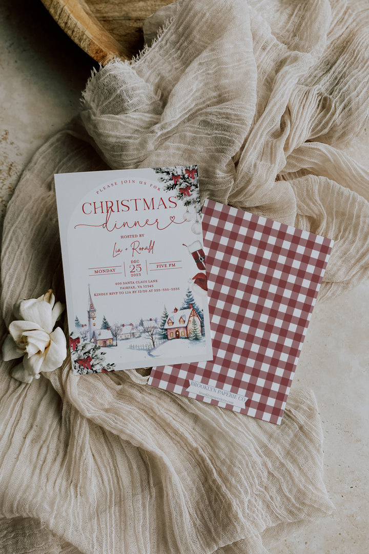 Christmas Dinner Invitation - Christmas Dinner Evite - Christmas Party Invite - Instant Christmas Invitation - Xmas Dinner Invitation Textable - Paperless Post Christmas Invitation