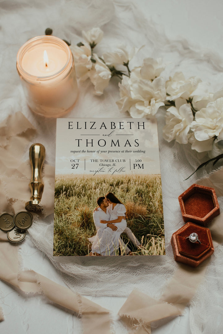 Modern Photo Wedding Invitation - Picture Wedding Invitation - Minimalist Wedding Invite - Minimal Wedding Invitation with Picture - Simple Wedding Invitation