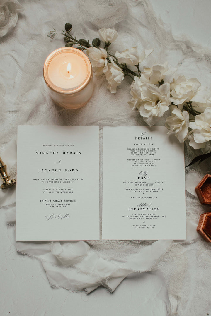 Timeless Wedding Invitation - Simple Wedding Invitation - Classic Wedding Invitation - Intimate Wedding Invitation - Classy Wedding Invite