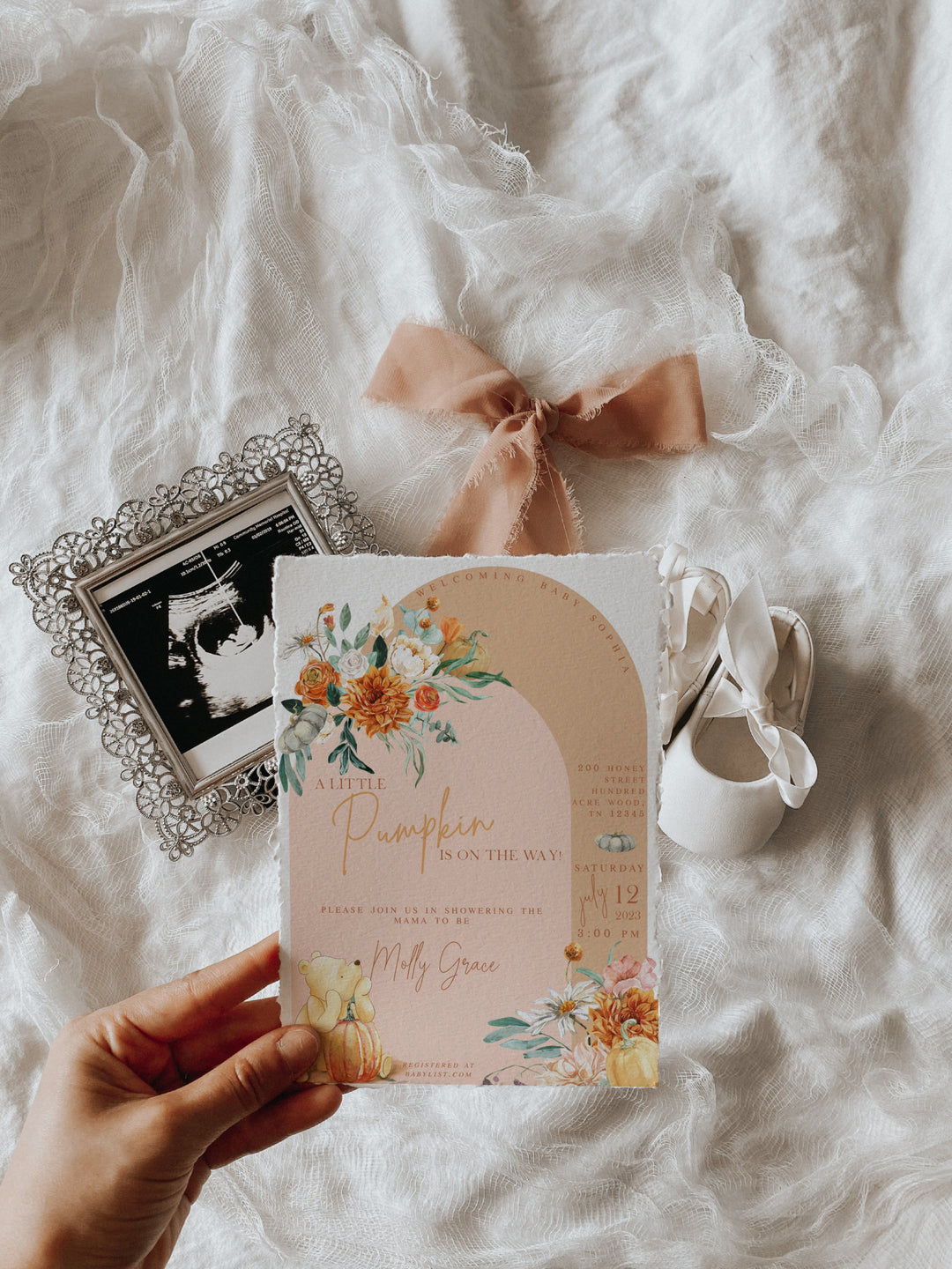Boho Fall Winnie The Pooh Baby Shower Invitation - Boho Fall Winnie The Pooh Baby Shower Invitation - Baby Girl Winnie the Pooh Invitation - Boho Baby Shower Invitation