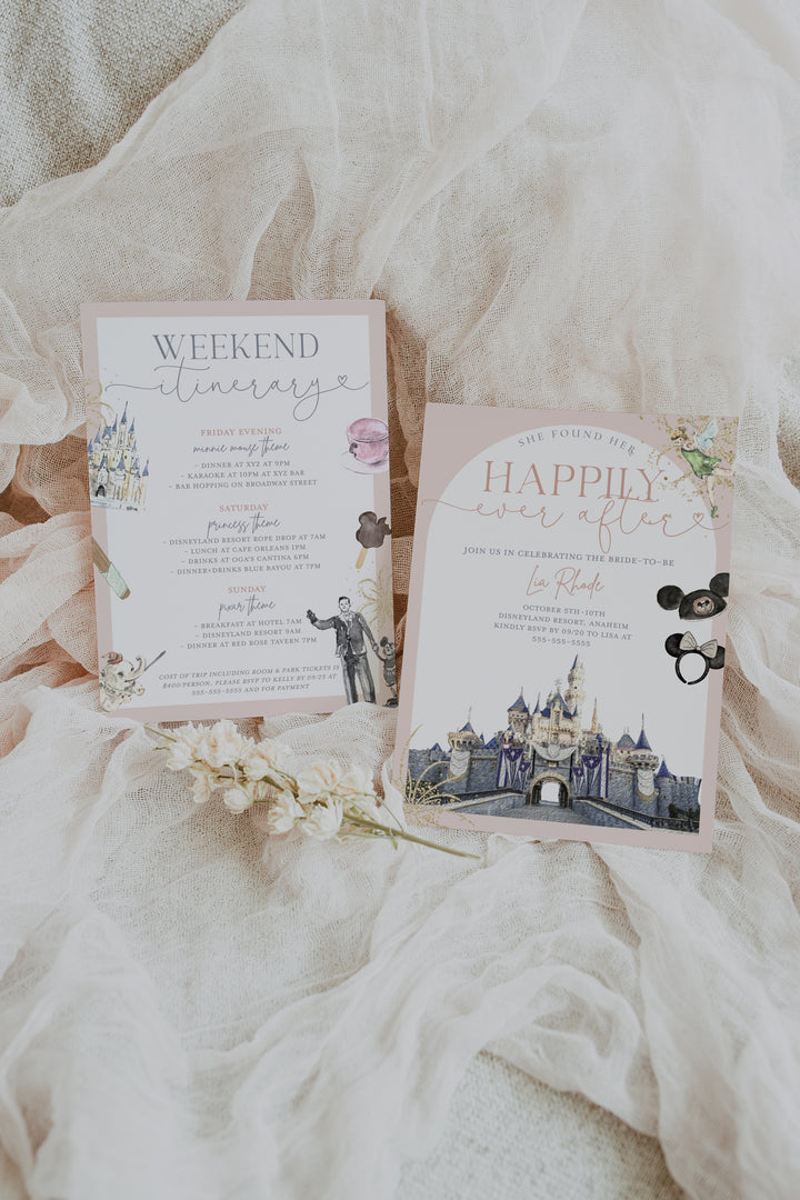 Theme Park Bachelorette Invitation - Castle Bachelorette Invite - Magical Theme Park Bachelorette Party - Bachelorette Weekend Itinerary