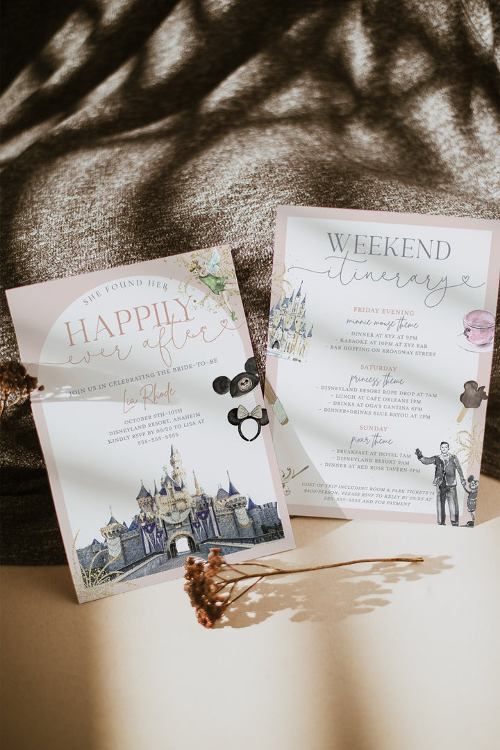 Theme Park Bachelorette Invitation - Castle Bachelorette Invite - Magical Theme Park Bachelorette Party - Bachelorette Weekend Itinerary