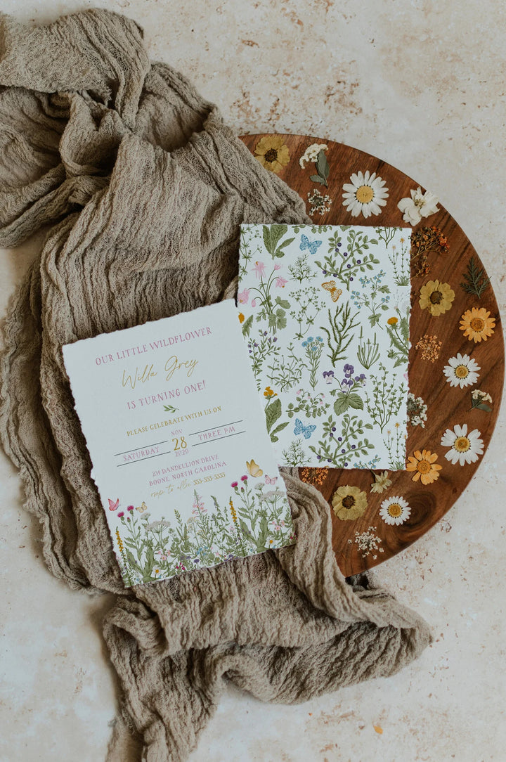 Wildflower Invitation Mockup - Pressed Flowers Invitation Mockup - Boho Invitation Mockup - Wildflower 5x7 Mockup - Pressed Flower Mockup A6