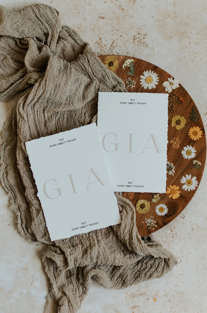 Wildflower Invitation Mockup - Pressed Flowers Invitation Mockup - Boho Invitation Mockup - Wildflower 5x7 Mockup - Pressed Flower Mockup A6