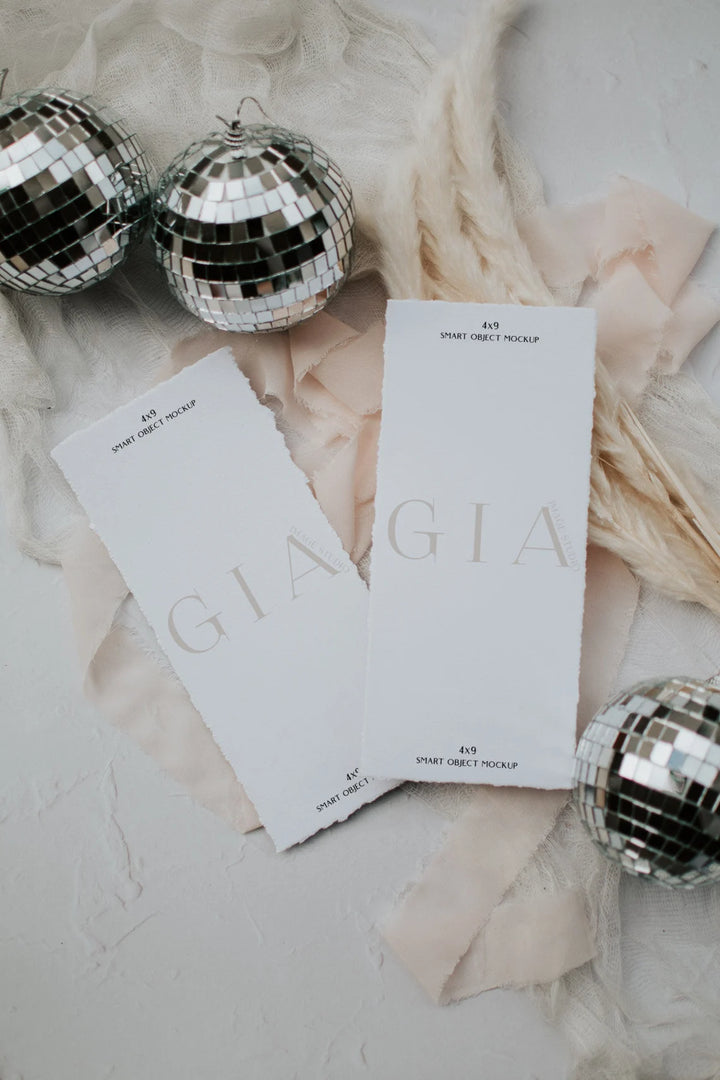 Menu Mockup - Disco Themed Mockup - 4x9 Mockup - Wedding Program Mockup - Wedding Menu Mockup - Disco Themed Mockup - Invitation Mockup - A7