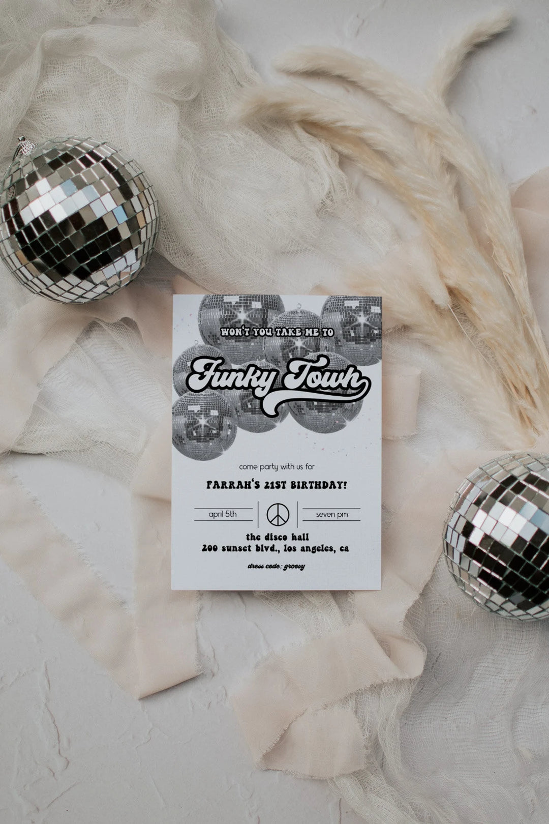 Disco Invitation Mockup - Retro Invitation Mockup- 5x7 Boho Mockup - Disco Birthday Mock-up - Disco Bachelorette Mockup- Boho Mockup 5x7 A7