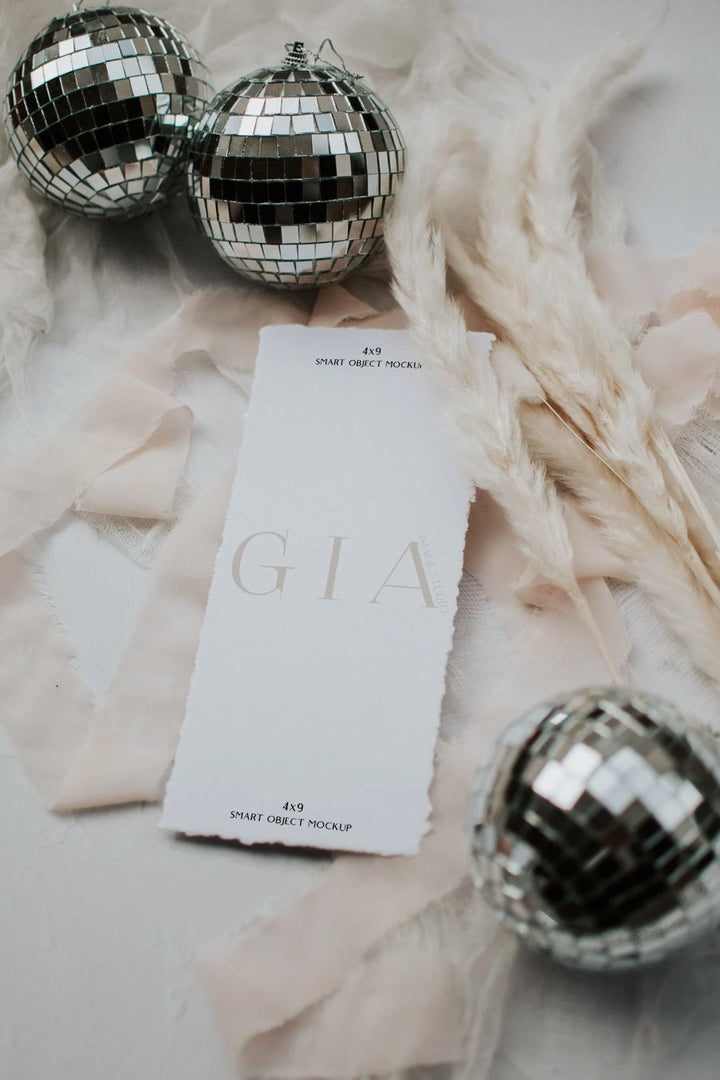 Menu Mockup - Wedding Program Mockup - 4x9 Mockup - Disco Themed Mockup - Disco Party Mockup - 4x9 Disco Mockup - Wedding Menu Mockup - Boho