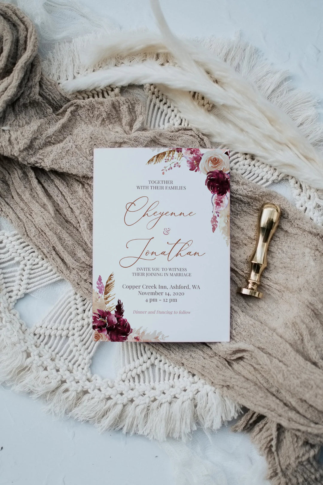 5x7 Boho Mockup - Boho Pampas Mockup - Pampas 5x7 Mockup - Pampas Invitation Mockup - 5x7 Invitation Mockup - Boho 5x7 Mockup - Simple Boho