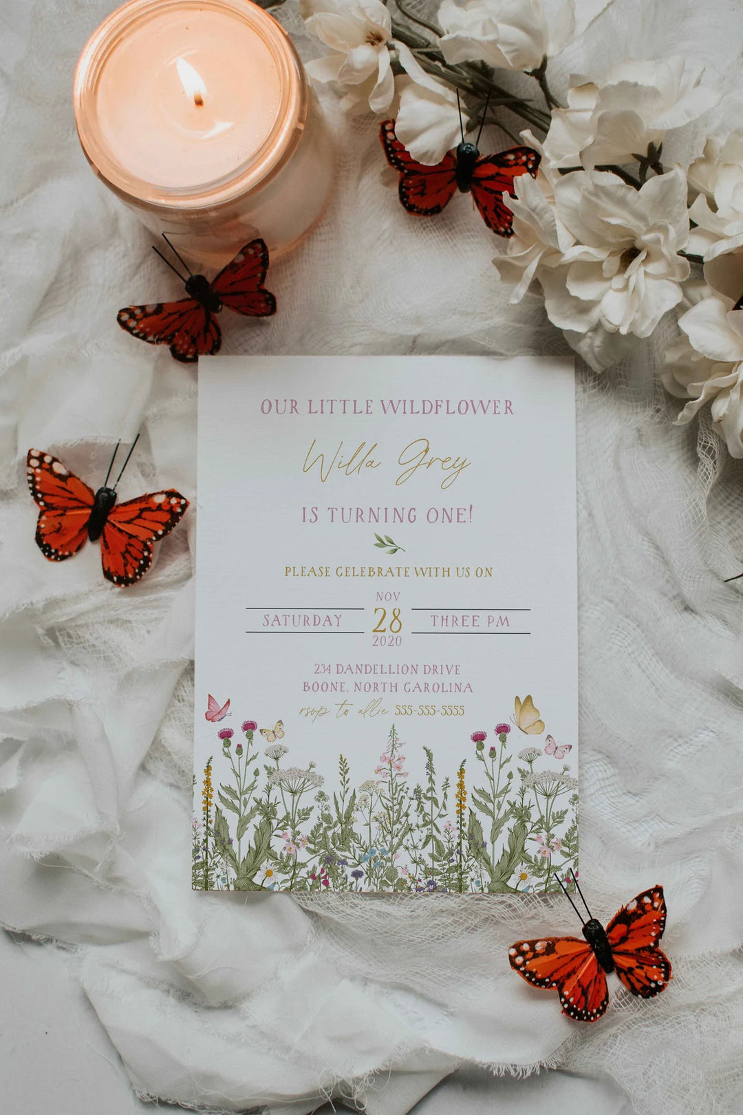 Invitation Mockup - Neutral Invitation Mockup - Stationery Mockup - Butterfly Mockup - 5x7 Boho Card Mockup - Boho Invitation Mockup - 5x7