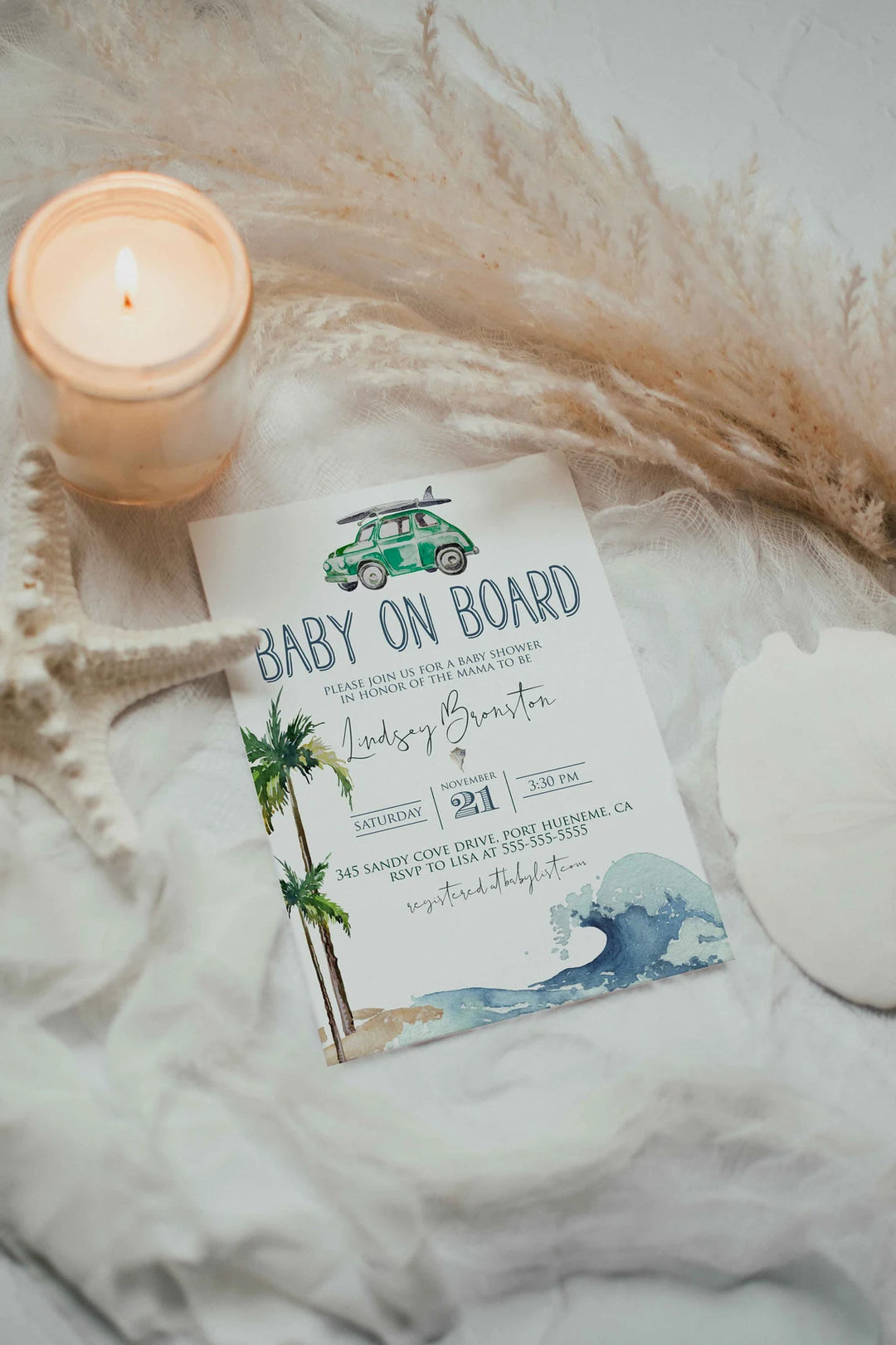 Nautical Invitation Mockup - Beach Theme Mockup - Ocean Theme Mockup - Seashells Invitation Mockup - Boho Beach Mockup - Airy Beach Mockup