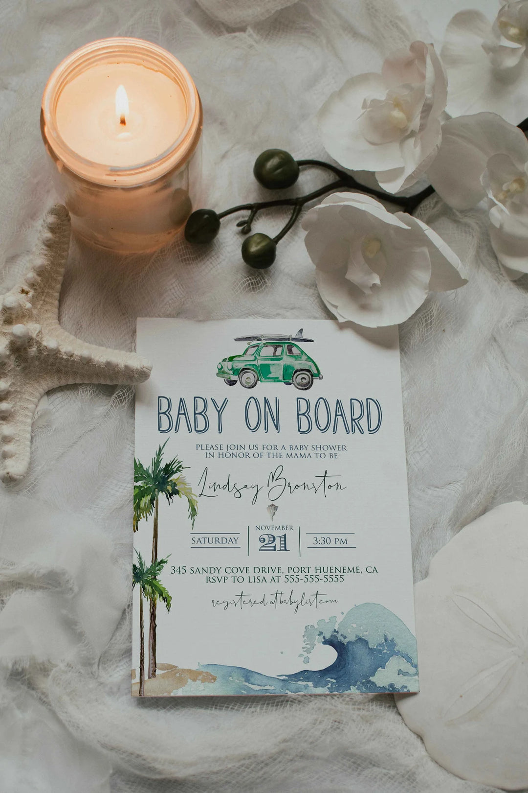 Ocean Theme Mockup - Beach Theme Mockup - Nautical Mockup - Wedding Card Mockup - Baby Shower Invitation Mockup - Seashell Invitation Mockup