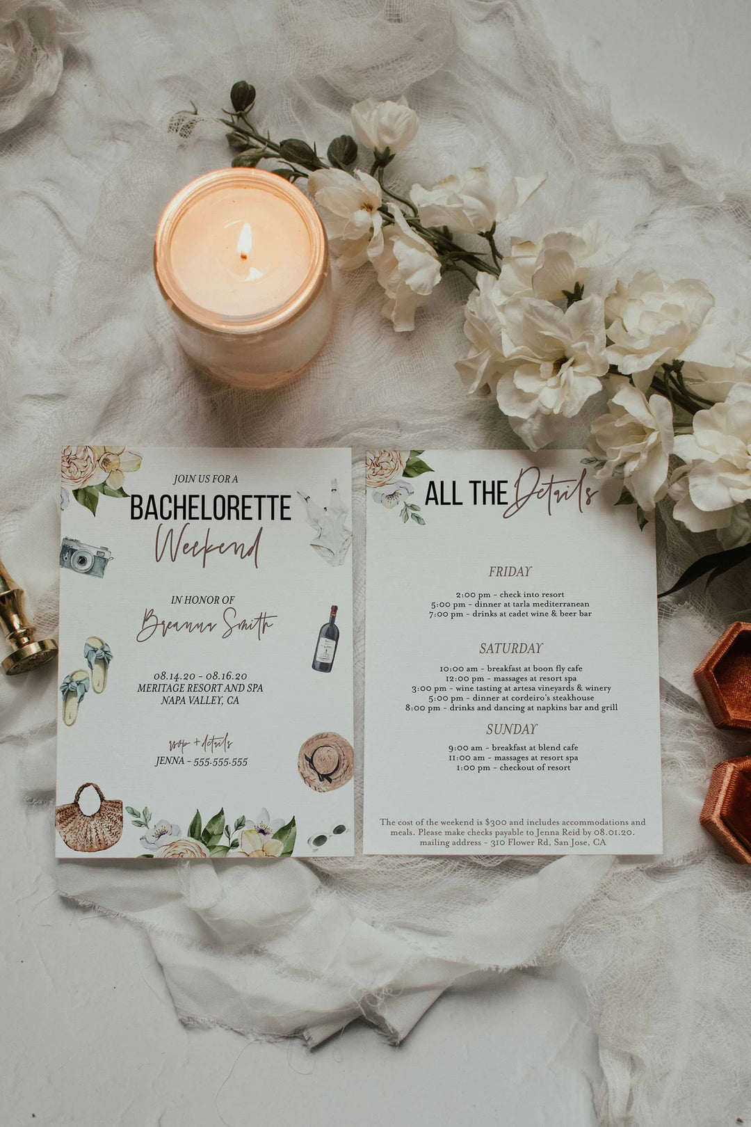 Double Invitation Mockup - Simple Invitation Mockup - Boho Invitation Mockup - Styled Invitation Flatlay - Digital Invitation Mockup - Stock Photography