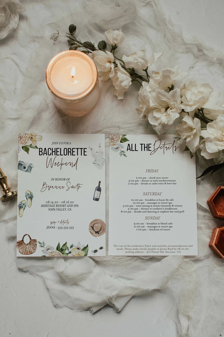 Double Invitation Mockup - Simple Invitation Mockup - Boho Invitation Mockup - Styled Invitation Flatlay - Digital Invitation Mockup - Stock Photography