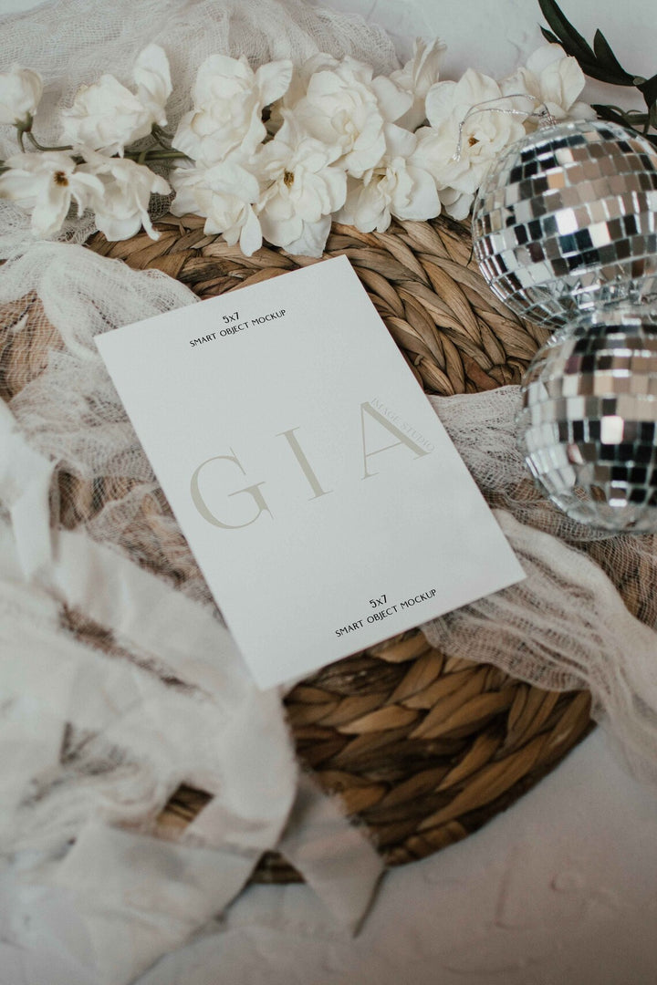 Invitation Mockup - Simple 5x7 Mockup - Wedding Invitation Mockup - Boho Mockup - 5x7 Paper Card Mockup - Minimal Mockup - Simple Mockup