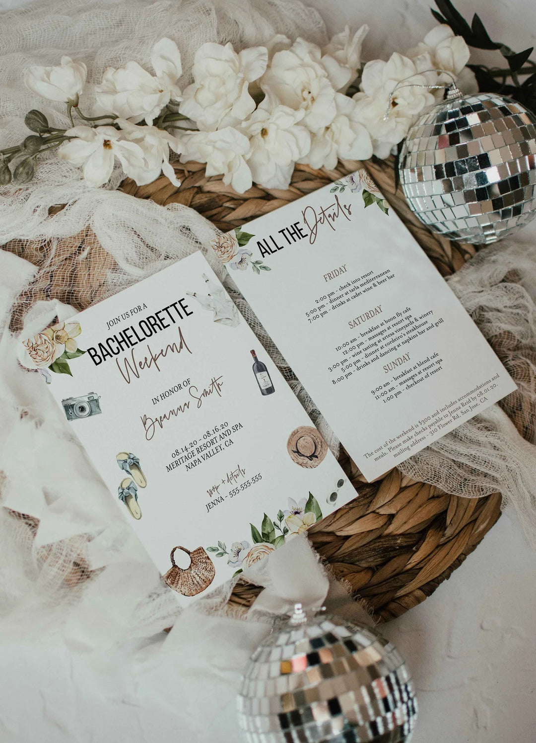 Simple Retro Mockup - Double Sided Card Mockup - Disco Ball Mockup - Disco Invitation Mockup - Retro Theme Mockup - Boho Retro Mockup - 5x7