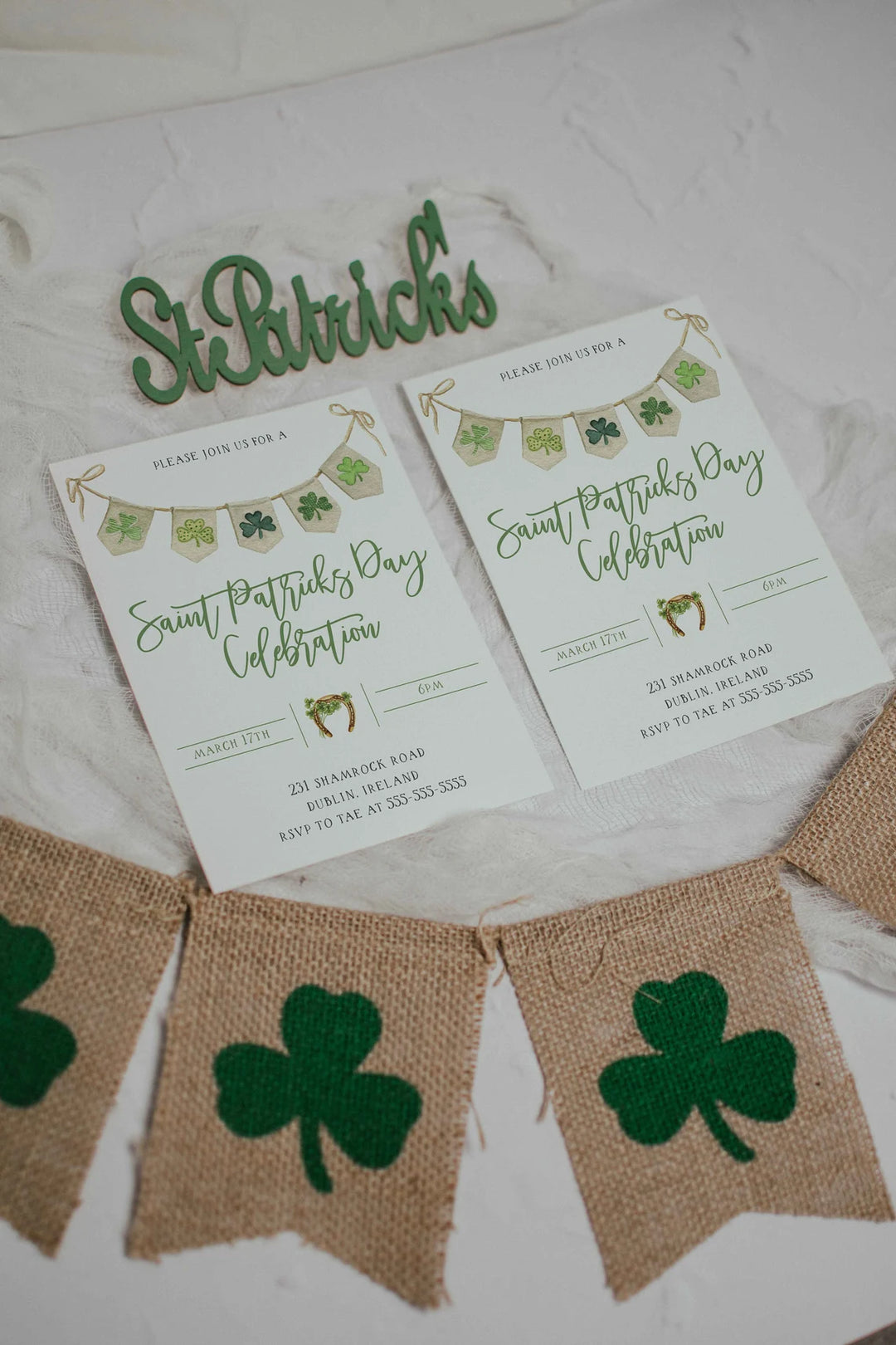 Irish Invitation Mockup - Double Invitation Mockup - Saint Patricks Day Mockup - St. Patties Day Mockup - St. Patricks Mockup - Boho Mockup