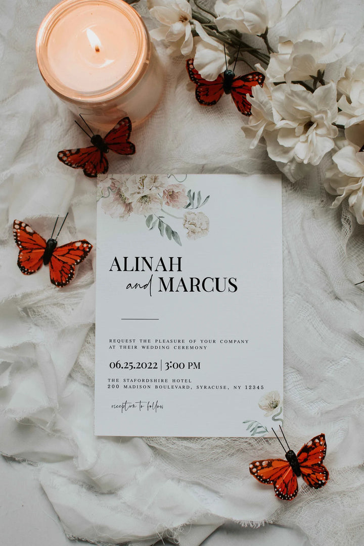 Invitation Mockup - Neutral Invitation Mockup - Stationery Mockup - Butterfly Mockup - 5x7 Boho Card Mockup - Boho Invitation Mockup - 5x7