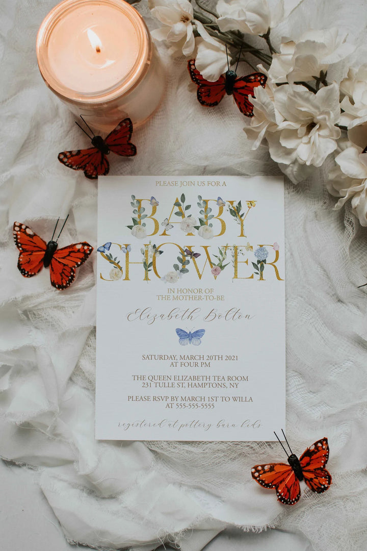Invitation Mockup - Neutral Invitation Mockup - Stationery Mockup - Butterfly Mockup - 5x7 Boho Card Mockup - Boho Invitation Mockup - 5x7