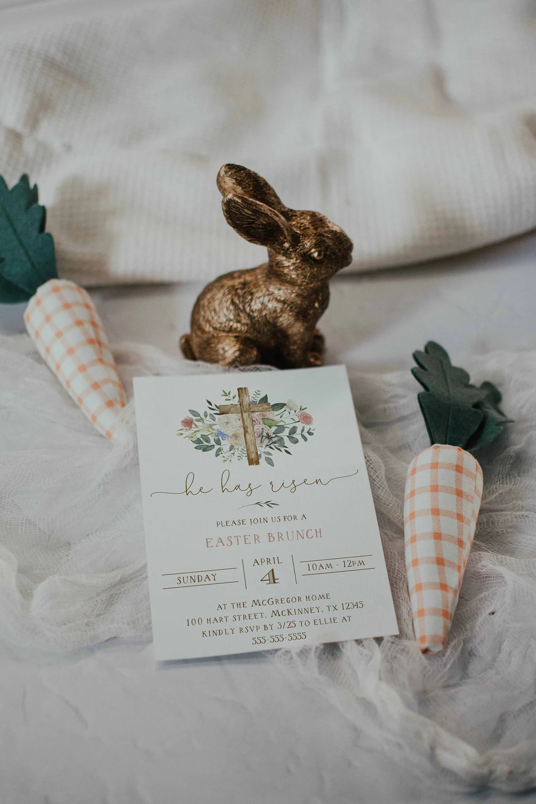 Easter Invitation Mockup - Spring Invitation Mockup - Easter Mockup - Easter Flatlay - Spring Invitation Mockup - Bunny Invitation Mockup