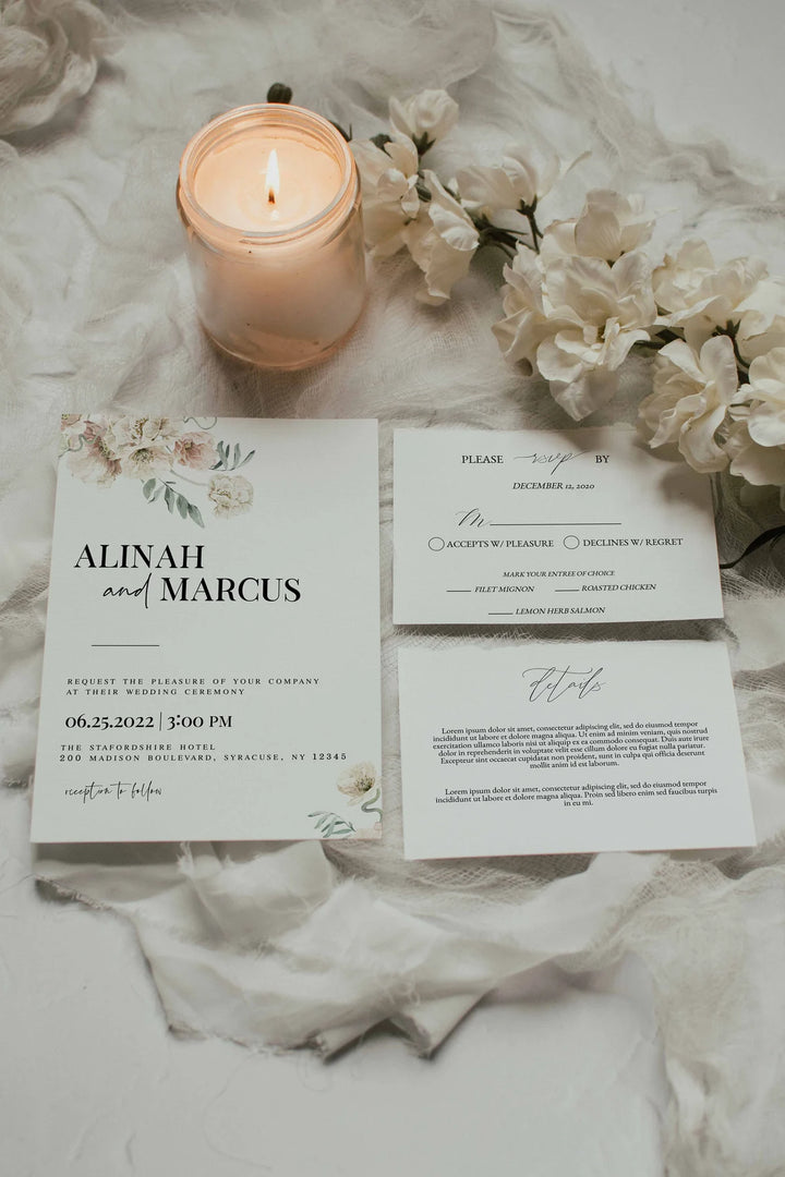 Invitation Mockup - Simple Suite Mockup - Invitation Suite Mockup - Invitation RSVP Mockup - Insert Card Mockup - Neutral Mockup - Floral