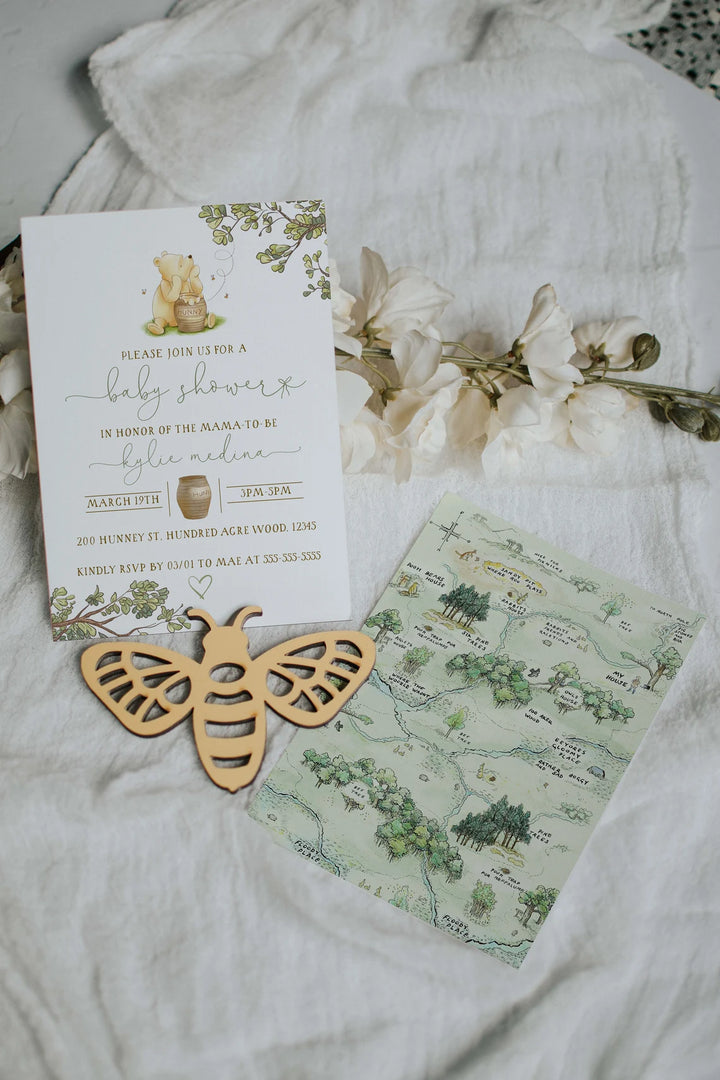 Bee Themed Mockup - Baby Shower Invitation Mockup - Boho Invitation Mockup - 5x7 Mockup - Invitation Flatlay - Stationery Mockup - 5x7 Invit