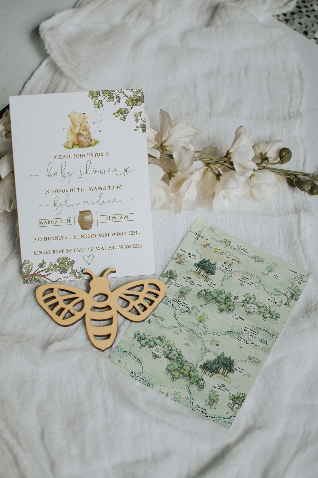 Bee Themed Mockup - Baby Shower Invitation Mockup - Boho Invitation Mockup - 5x7 Mockup - Invitation Flatlay - Stationery Mockup - 5x7 Invit