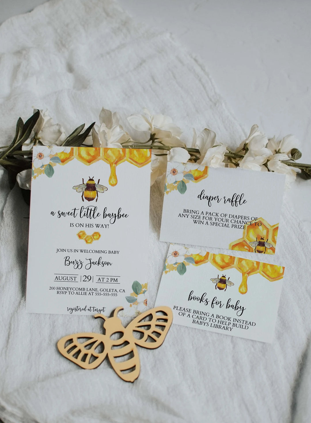 Invitation Suite Mockup - Insert Card Mockup - Wedding Invitation Mockup - Baby Shower Mockup - Zazzle Invitation Mockup - Bee Theme Mockup