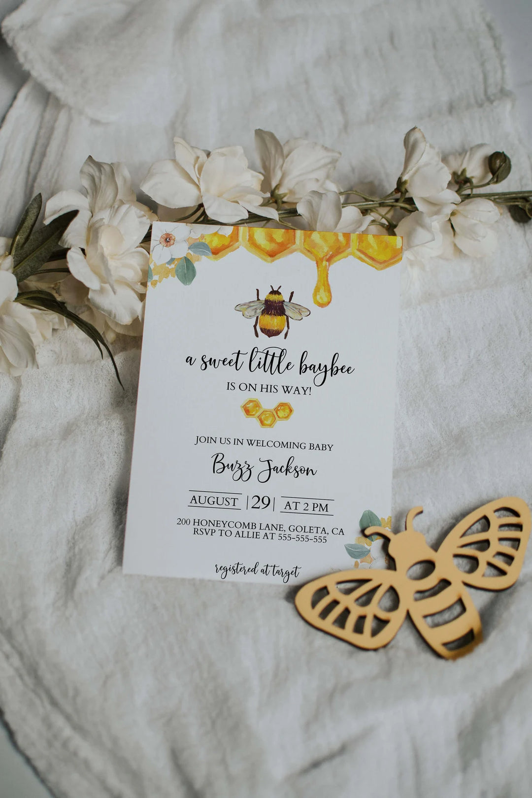 Boho Invitation Mockup - Realistic Invitation Mockup - Simple Invitation Mockup - Clean Invitation Mockup - Floral Mockup - Bee Invite Mock