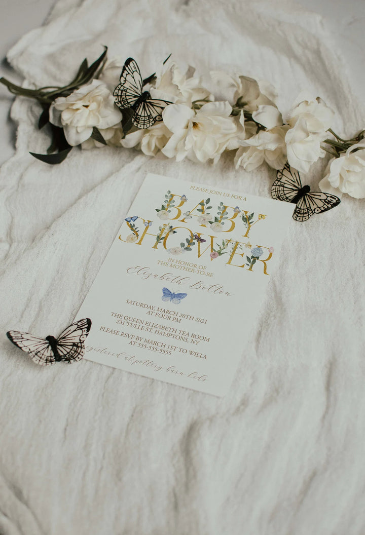 Neutral Wedding Invitation Mockup - Boho Invitation Mockup - Butterfly Mockup - Wedding Invite Mockup - Smart Object Mockup - 5x7 PSD Mockup