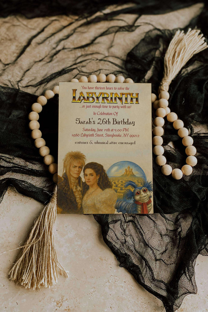 Labyrinth Invitation - Jareth and Sarah Invitation - Labyrinth Film Invitation - Labyrinth Themed Party - Labyrinth Worm - Party Invitation