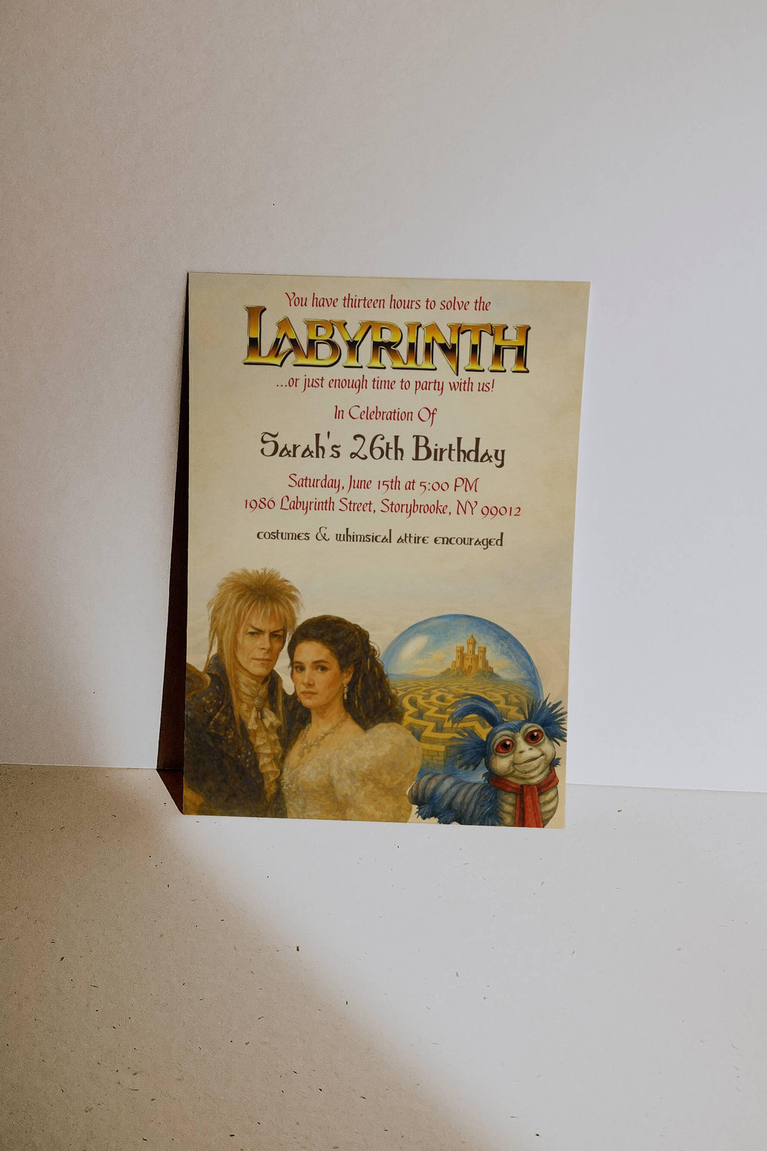 Labyrinth Invitation - Jareth and Sarah Invitation - Labyrinth Film Invitation - Labyrinth Themed Party - Labyrinth Worm - Party Invitation