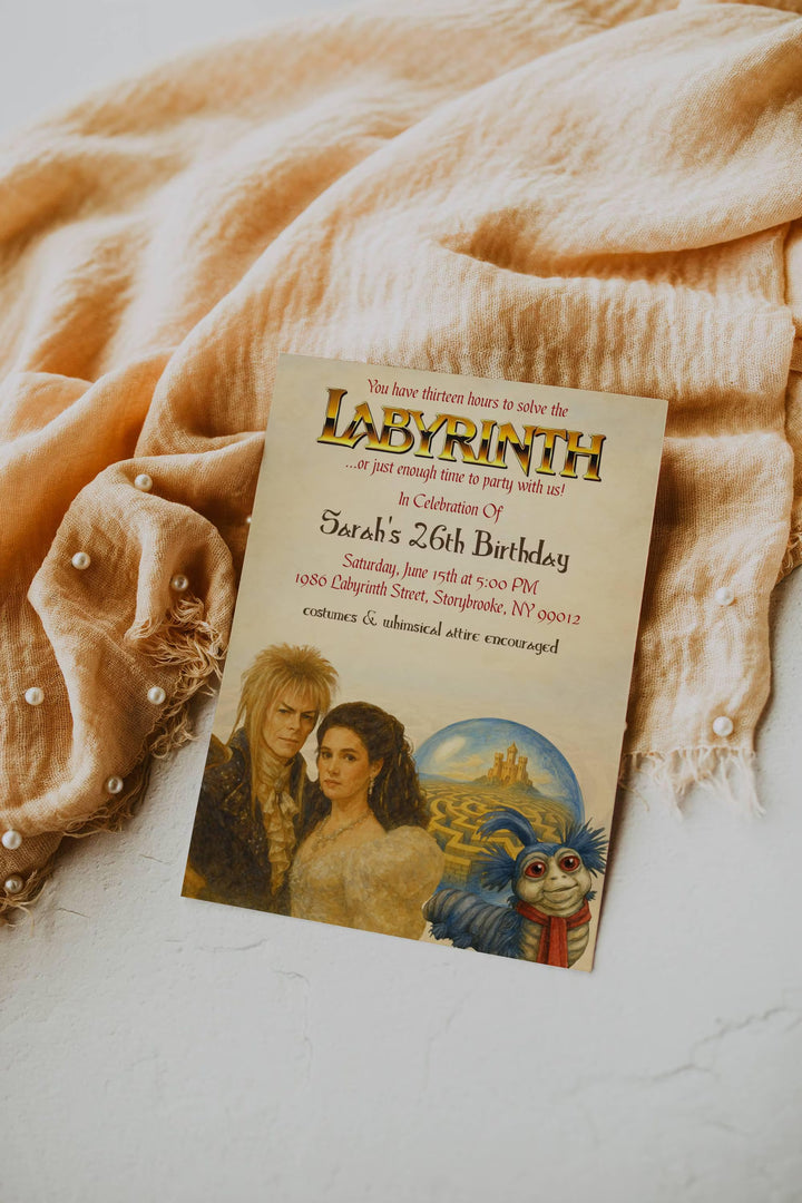 Labyrinth Invitation - Jareth and Sarah Invitation - Labyrinth Film Invitation - Labyrinth Themed Party - Labyrinth Worm - Party Invitation