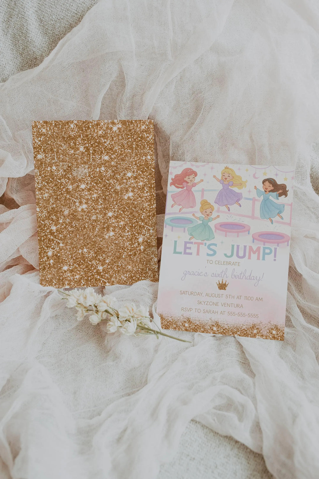 Trampoline Park Princess Invitation - Princess Jump Party Invitation - Girls Jump Party Invitation - Princess Trampoline Park Party Evite