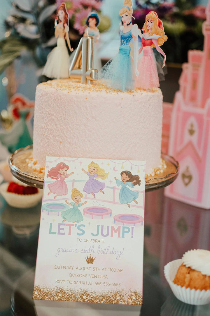 Trampoline Park Princess Invitation - Princess Jump Party Invitation - Girls Jump Party Invitation - Princess Trampoline Park Party Evite