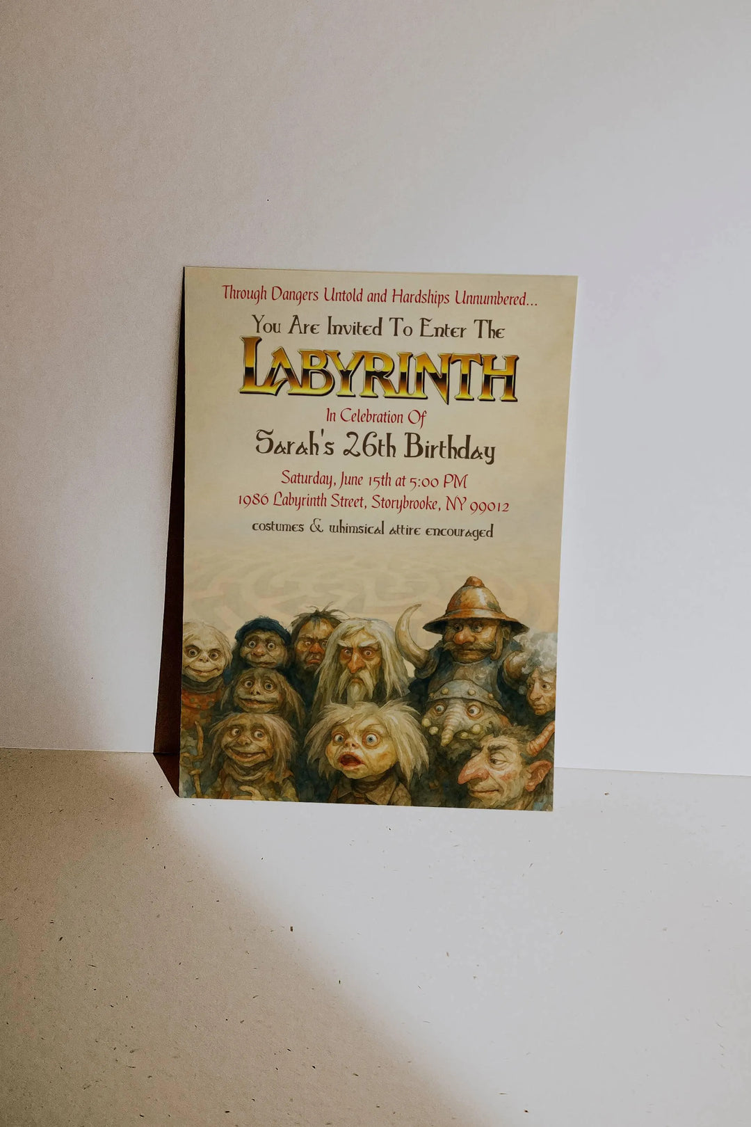 Labyrinth Invitation - Fantasy Movie Invitation - Labyrinth Movie Film Invitation - 80s Film Invitation - 80s Movie Labyrinth Goblin Invite