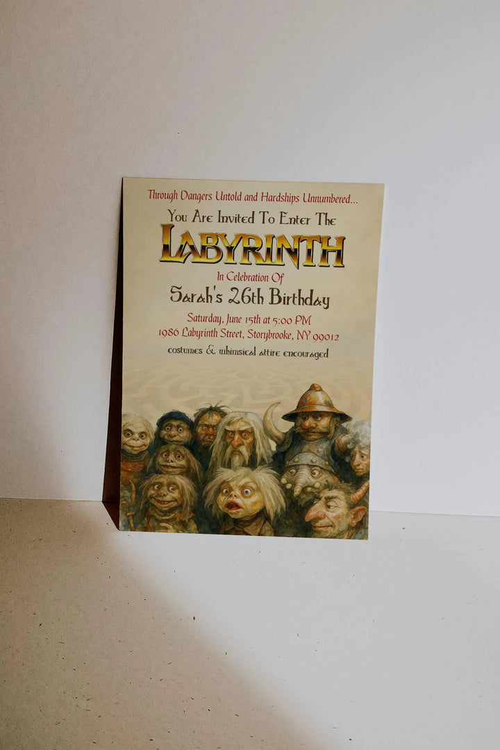 Labyrinth Invitation - Fantasy Movie Invitation - Labyrinth Movie Film Invitation - 80s Film Invitation - 80s Movie Labyrinth Goblin Invite