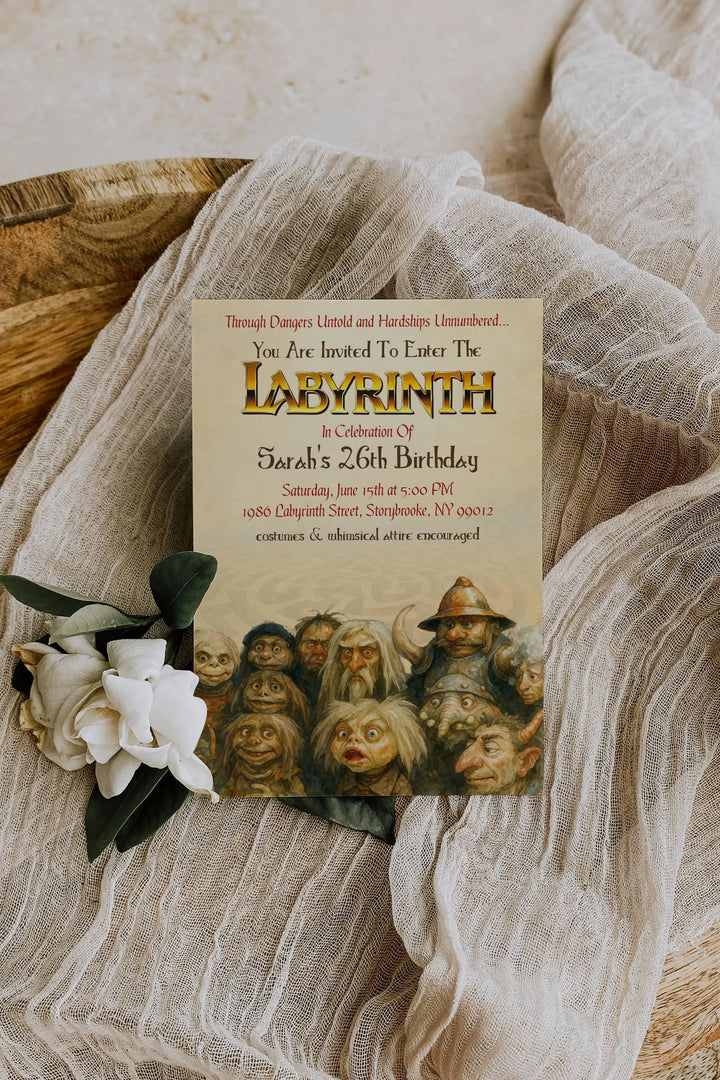 Labyrinth Invitation - Fantasy Movie Invitation - Labyrinth Movie Film Invitation - 80s Film Invitation - 80s Movie Labyrinth Goblin Invite