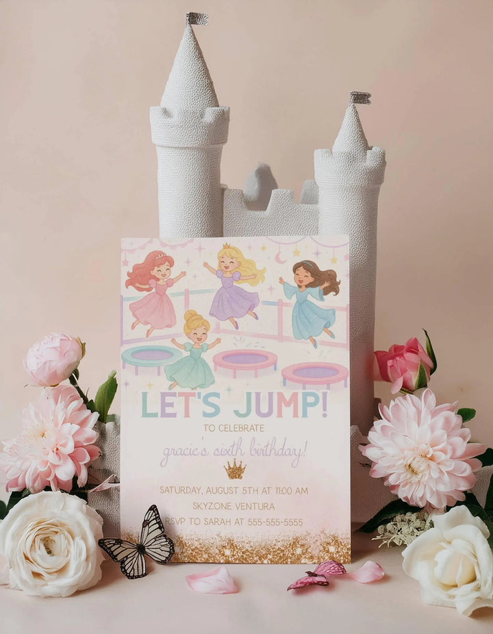 Trampoline Park Princess Invitation - Princess Jump Party Invitation - Girls Jump Party Invitation - Princess Trampoline Park Party Evite